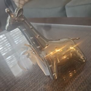Vintage Silver Baby Giraffe Bank.